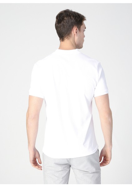 Polo Yaka Düz Beyaz Erkek T-Shirt LEGOLAS Y
