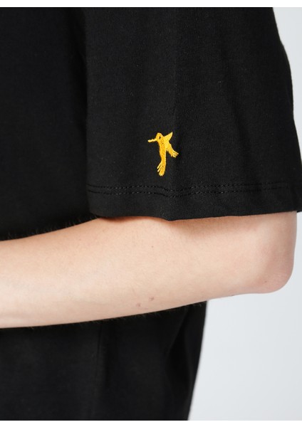 Bisiklet Yaka Düz Siyah Kadın T-Shirt DANTITA indirimleri