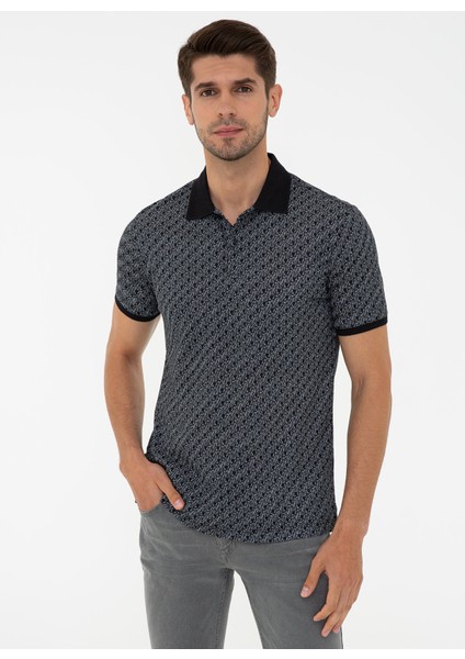 Pierre Cardin Polo Yaka Slim Fit Düz Siyah Erkek T-Shirt