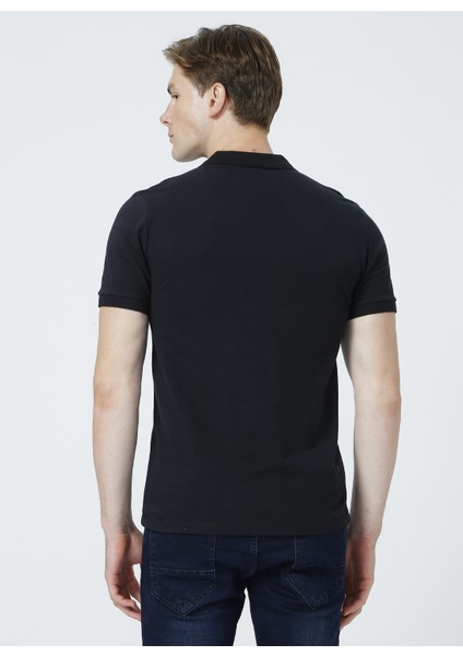 Erkek Siyah Regular Fit Polo Yaka T-Shirt