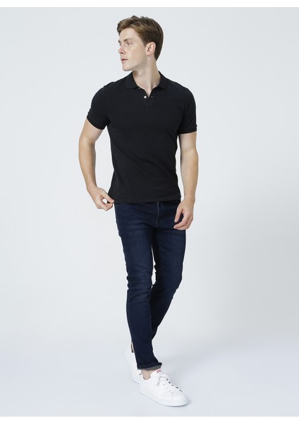 Erkek Siyah Regular Fit Polo Yaka T-Shirt