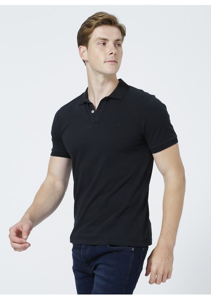 Erkek Siyah Regular Fit Polo Yaka T-Shirt