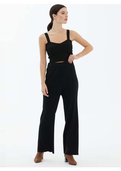 Yarım Boğazlı Basic Triko Vizonkadın Pantolon modelleri