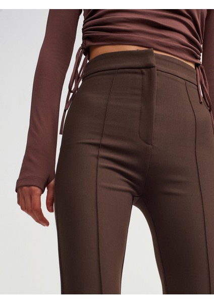 7002 Yırtmaçlı Ispanyol Paça Pantolon-Kahve fırsatları