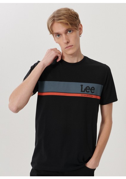 Erkek Siyah Regular Fit Bisiklet Yaka T-Shirt indirimleri