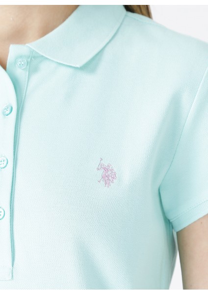 GTP-IY021 Kısa Kol Polo Yaka Slim Fit Yeşil Kadın T-Shirt modelleri