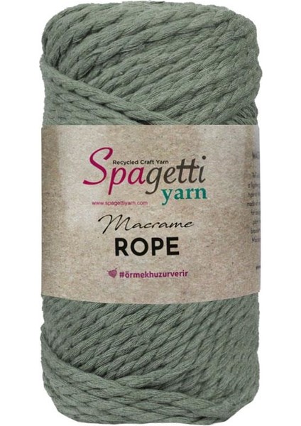 Spagettiyarn 3mm 250G Haki 2 Büküm Halat Makrome Ipi