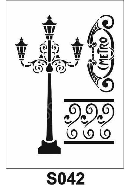 S-042 Karışık Desenler Stencil Şablon 21 x 30 cm