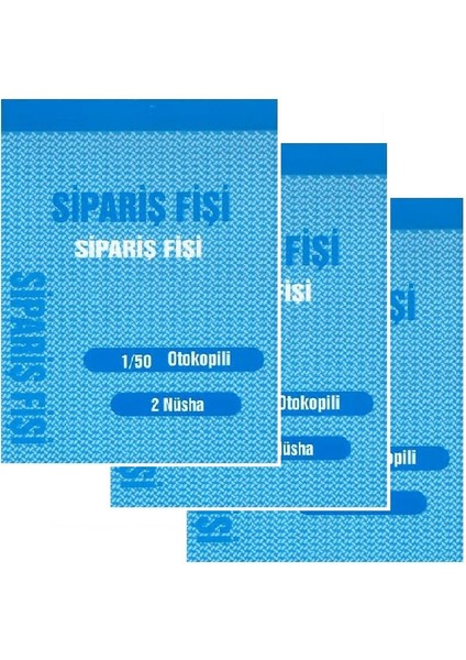 1-50 Kendinden Karbonlu Mini Otokopili Sipariş Fişi 10 x 14 cm 50 Sayfa 3'lü