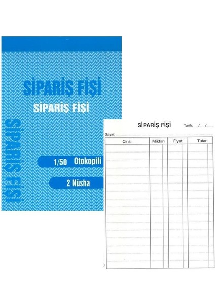 1-50 Kendinden Karbonlu Mini Otokopili Sipariş Fişi 10 x 14 cm 50 Sayfa 3'lü modelleri