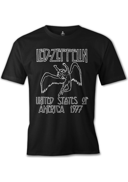 T-Shirt LED Zeppelin - 1977 Siyah Erkek Tshirt