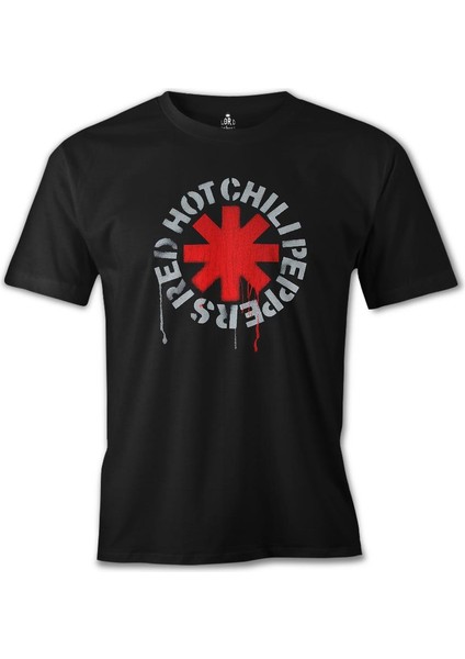 T-Shirt Red Hot Chili Peppers - Logo Siyah Erkek Tshirt