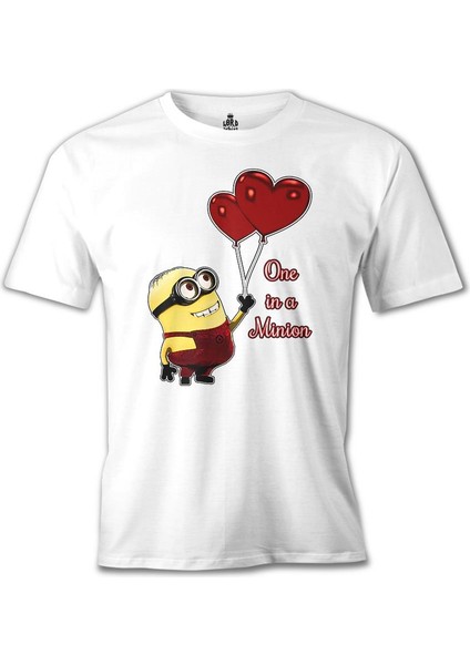 T-Shirt One In A Minion - Hearts Beyaz Erkek Tshirt