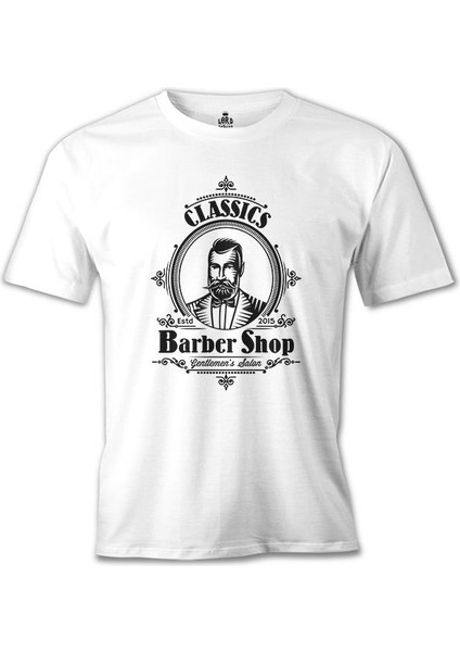 T-Shirt Barber Shop Beyaz Erkek Tshirt