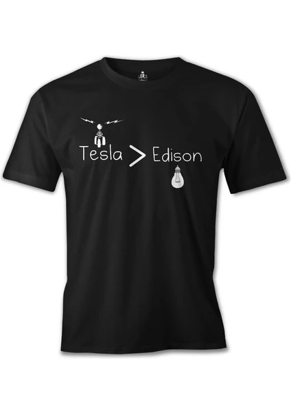 T-Shirt Tesla & Edison Siyah Erkek Tshirt