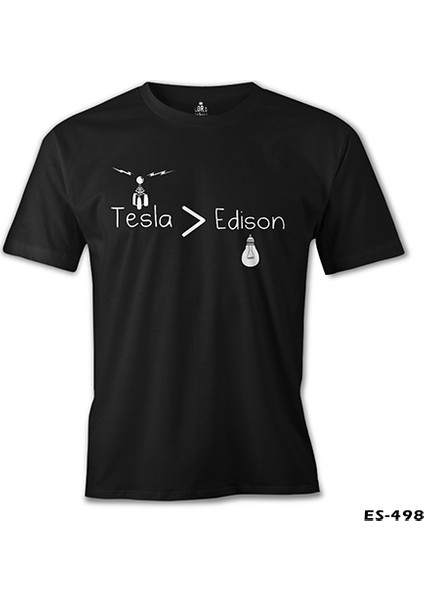 T-Shirt Tesla & Edison Siyah Erkek Tshirt