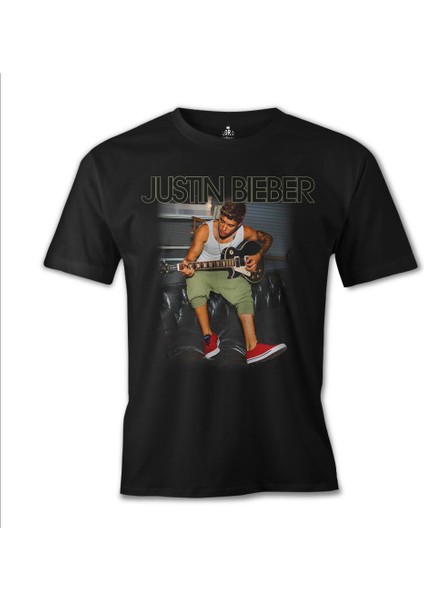 T-Shirt Justin Bieber - Guitar Siyah Erkek Tshirt