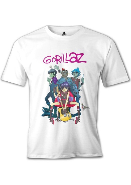 T-Shirt Gorillaz - Band Beyaz Erkek Tshirt