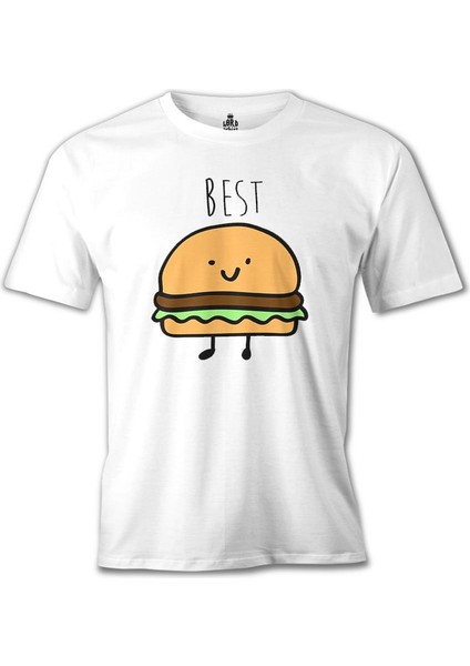 T-Shirt Best Friends - Hamburger Beyaz Erkek Tshirt