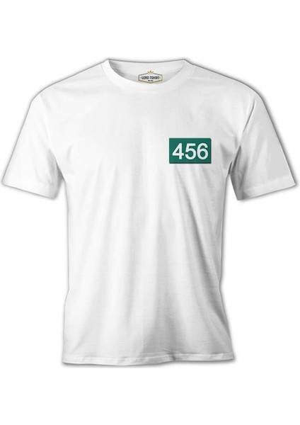 T-Shirt Squid Game - 456 Göğüs Logo Beyaz Erkek Tshirt