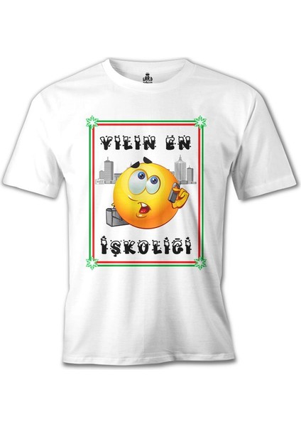 Llord T-Shirt T-Shirt Yılın En Işkoliği Beyaz Erkek T-Shirt