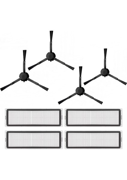 Dreame Z10 Pro Uyumlu 4lü Hepa Filtre ve 4lü Siyah Yan Fırça