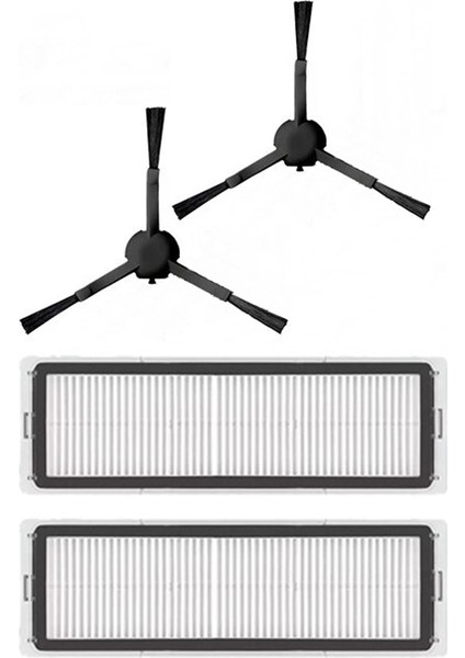 Dreame L10 Pro Uyumlu 2li Hepa Filtre ve 2li Siyah Yan Fırça