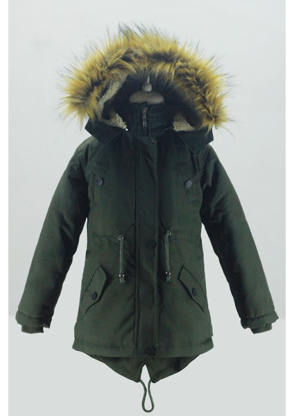 Asortik Unisex Mont Kaban Kışlık Kanvas Kumaş Büzmeli Diz Üstü İçi Kürk Kapüşonlu Kaban Mont-MNT-0005 fırsatları