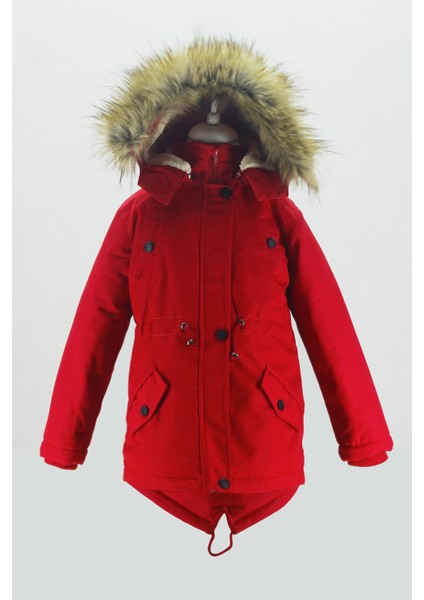 Asortik Unisex Mont Kaban Kışlık Kanvas Kumaş Büzmeli Diz Üstü İçi Kürk Kapüşonlu Kaban Mont-MNT-0005 fırsatları