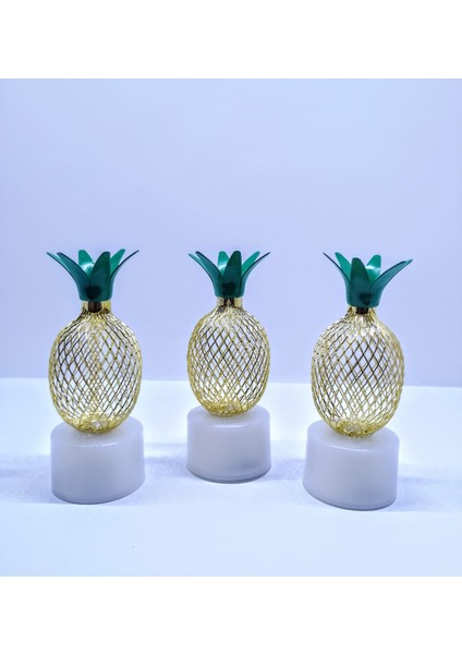 3’lü Mini Metal Ananas Masa/Gece Lambası (Gold)