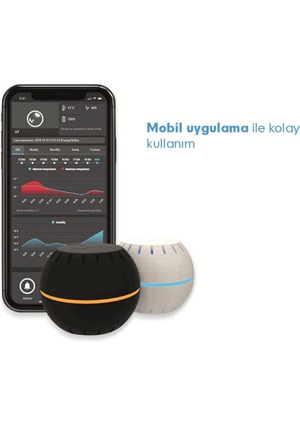 H&t - Akıllı Wi-Fi Nem ve Sıcaklık Sensörü (Hava Kalitesini Uzaktan Kontrol Edin)-Siyah