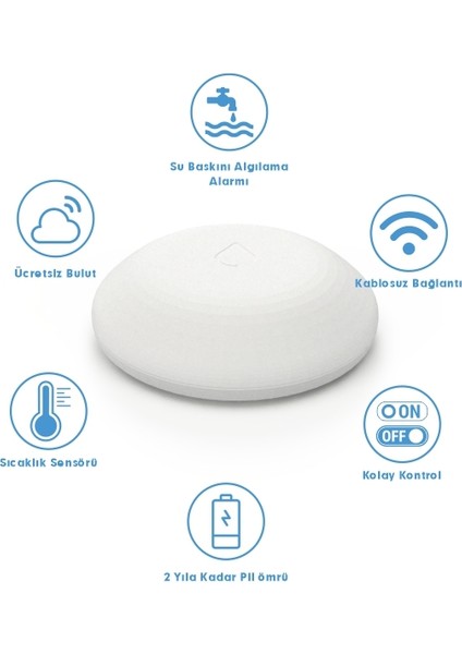 Flood - Akıllı Wi-Fi Su Sensörü (Ev ve Iş Yerinizi Su Taşkınlarına Karşı Koruyun) 1 Adet