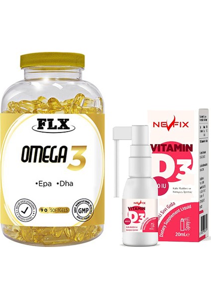 Omega3 90 Softgel Nevfix Vitamin D3 Sıvı 20 ml