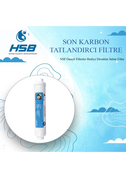 Açık Kasa Su Arıtma Cihazı Son Karbon Tatlandırıcı Filtre + Bağlantı Parçaları