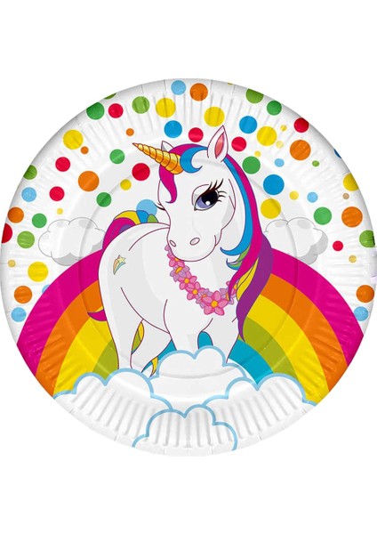 Partipan Unicorn Rainbow Karton Tabak 8 Adet