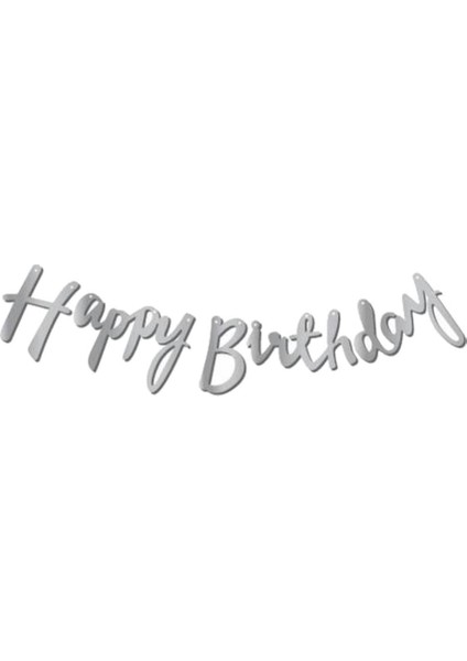Partipan Happy Birthday Gümüş Kaligrafi Banner