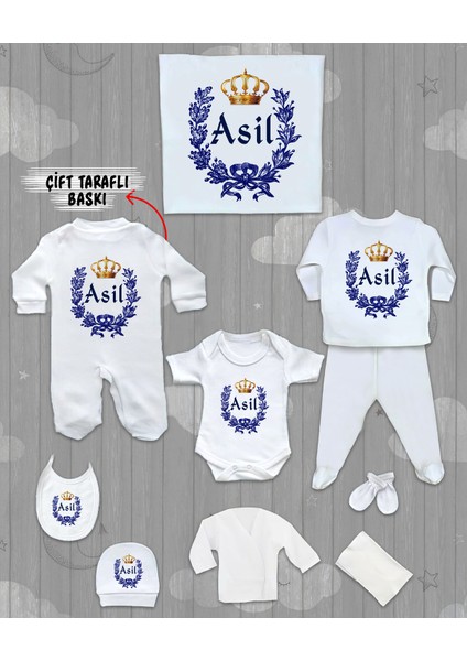 Isme Özel 10'lu Pamuklu Erkek Bebek Hastane Çıkışı SETI_MT_196-10