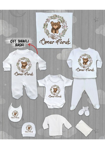 Isme Özel 10'lu Pamuklu Erkek Bebek Hastane Çıkışı SETI_MT_105-10