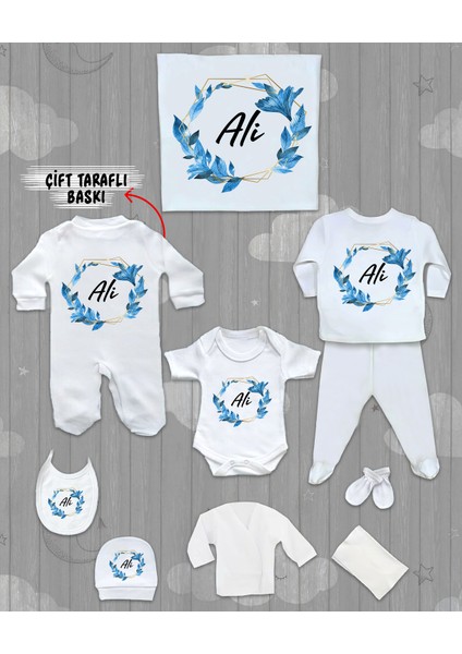 Isme Özel 10'lu Pamuklu Erkek Bebek Hastane Çıkışı SETI_MT_113-10