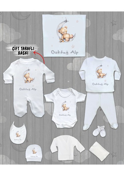 Isme Özel 10'lu Pamuklu Erkek Bebek Hastane Çıkışı SETI_MT_124-10
