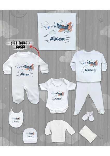 Isme Özel 10'lu Pamuklu Erkek Bebek Hastane Çıkışı SETI_MT_127-10
