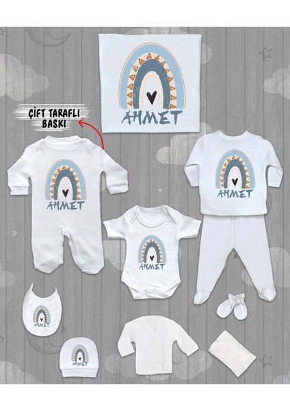 Isme Özel 10'lu Pamuklu Erkek Bebek Hastane Çıkışı SETI_MT_133-10