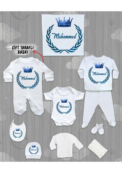 Isme Özel 10'lu Pamuklu Erkek Bebek Hastane Çıkışı SETI_MT_137-10