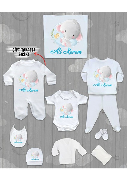 Isme Özel 10'lu Pamuklu Erkek Bebek Hastane Çıkışı SETI_MT_139-10