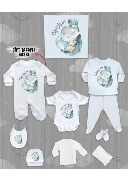 Isme Özel 10'lu Pamuklu Erkek Bebek Hastane Çıkışı SETI_MT_142-10