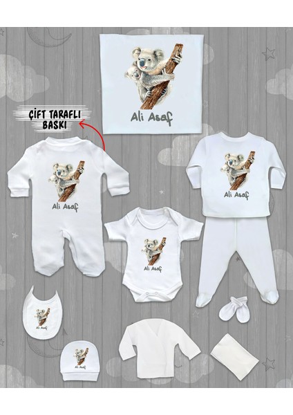 Isme Özel 10'lu Pamuklu Erkek Bebek Hastane Çıkışı SETI_MT_153-10
