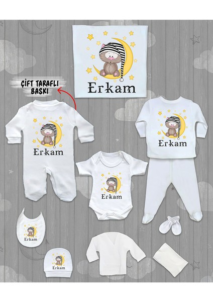 Isme Özel 10'lu Pamuklu Erkek Bebek Hastane Çıkışı SETI_MT_164-10