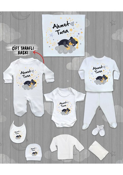 Isme Özel 10'lu Pamuklu Erkek Bebek Hastane Çıkışı SETI_MT_172-10