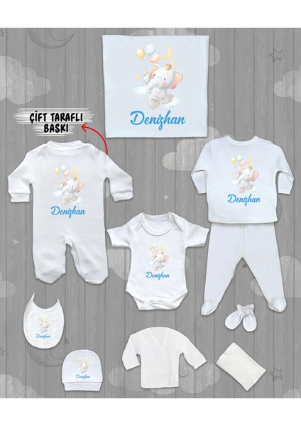 Isme Özel 10'lu Pamuklu Erkek Bebek Hastane Çıkışı SETI_MT_179-10