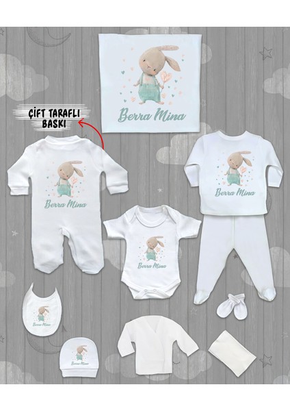 Isme Özel 10'lu Pamuklu Erkek Bebek Hastane Çıkışı SETI_MT_184-10